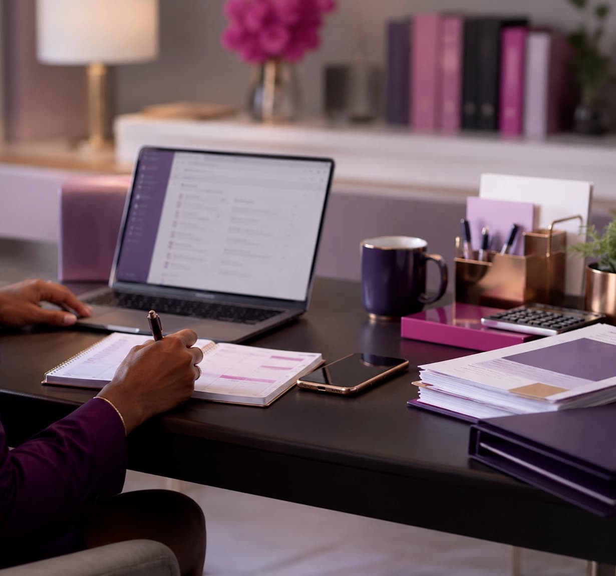 Organized administrative support workspace
